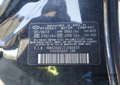 2014 Hyundai Elantra Se z USA, uszkodzony, nr VIN KMHDH4AE2EU066458